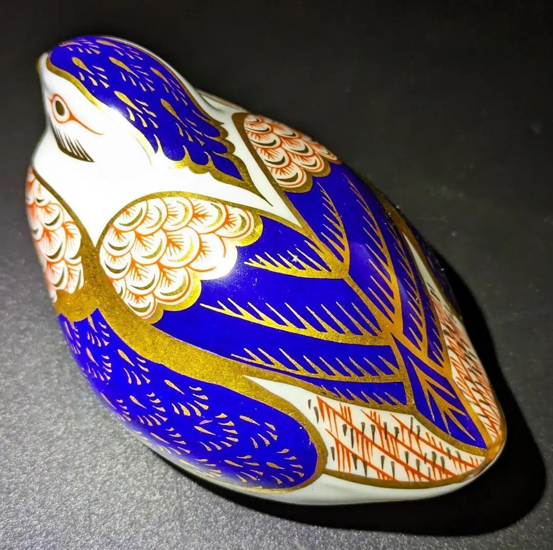 Nagomu★Royal Crown Derby★Duck Figurine Imari Gold Color Enamel Color Blue