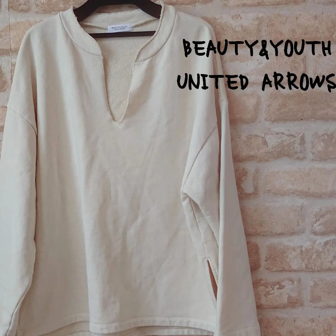 ★UNITED ARROWS★Sudadera con abertura y cuello en V usada★Transpirable★F