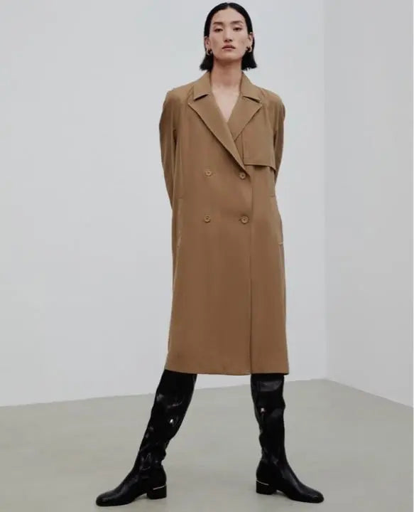 New ZARA pleated long trench coat