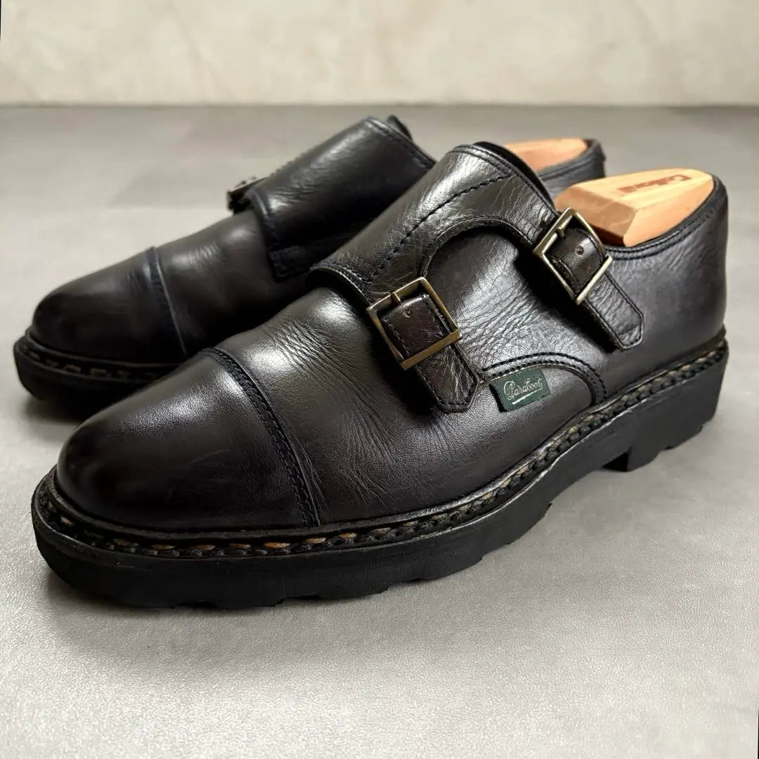 Rare Paraboots William Double Mon Leather Shoes [UK5] Black