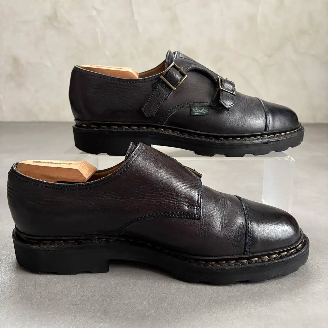 Rare Paraboots William Double Mon Leather Shoes [UK5] Black