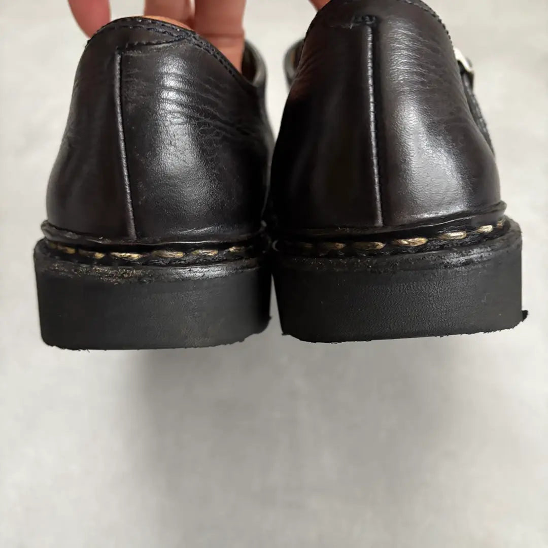 Rare Paraboots William Double Mon Leather Shoes [UK5] Black