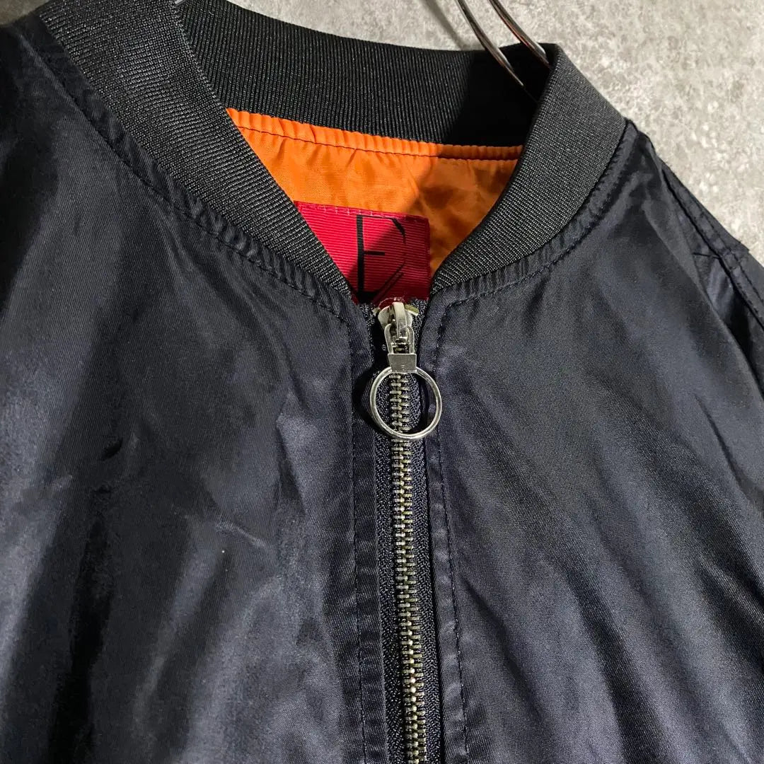 [Super Rare] Embroidered MA1 blouson, thin, black, great for a variety of occasions, beautiful