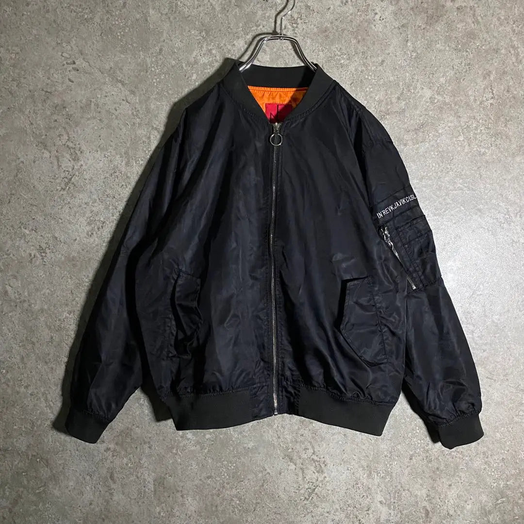 [Super Rare] Embroidered MA1 blouson, thin, black, great for a variety of occasions, beautiful