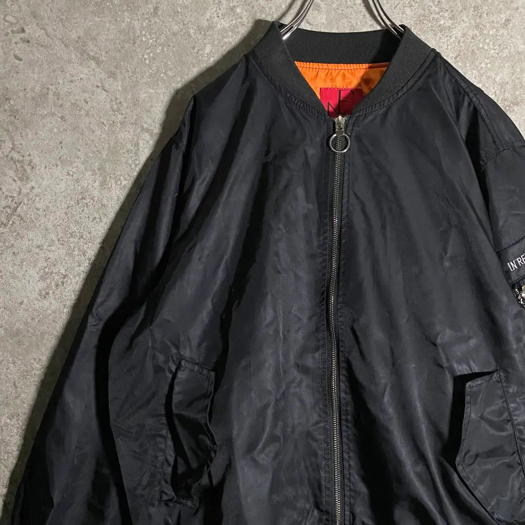 [Super Rare] Embroidered MA1 blouson, thin, black, great for a variety of occasions, beautiful