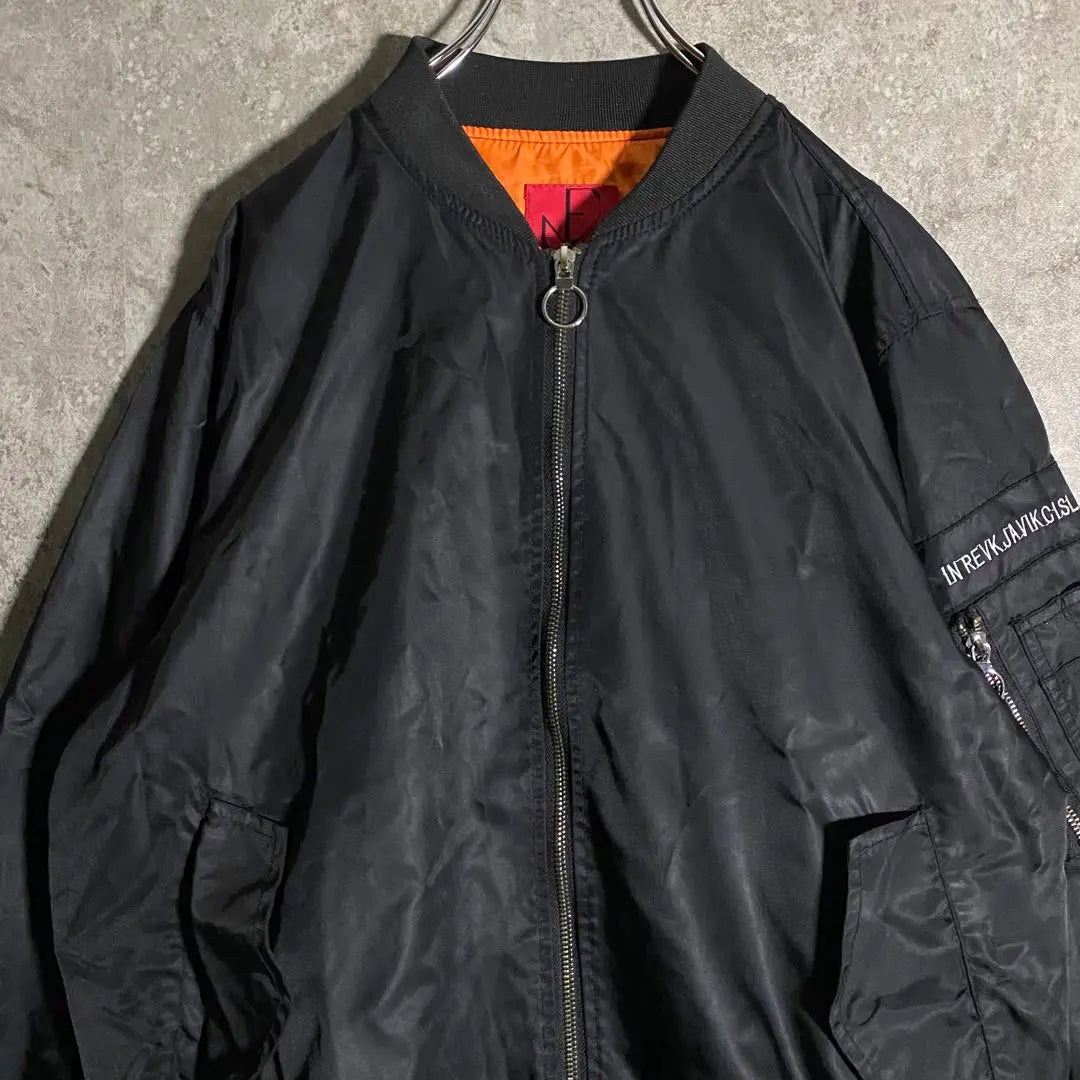 [Super Rare] Embroidered MA1 blouson, thin, black, great for a variety of occasions, beautiful