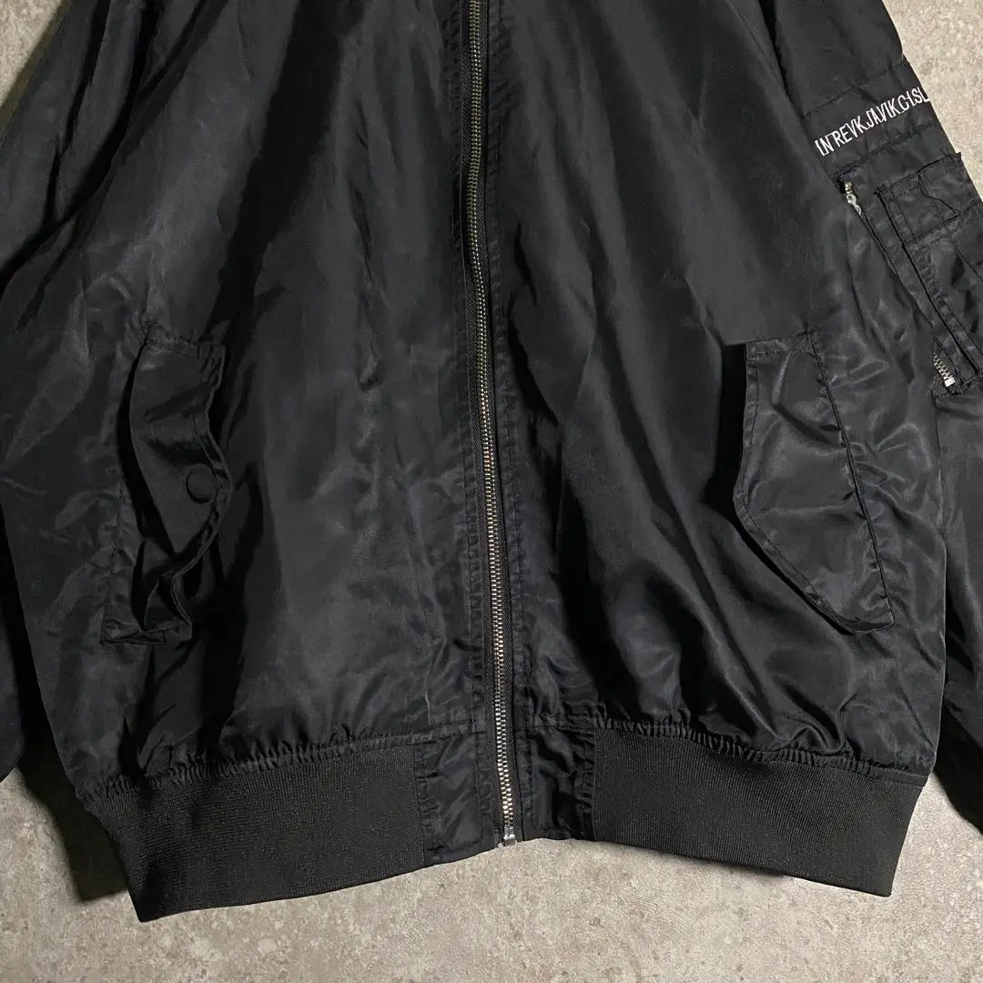 [Super Rare] Embroidered MA1 blouson, thin, black, great for a variety of occasions, beautiful