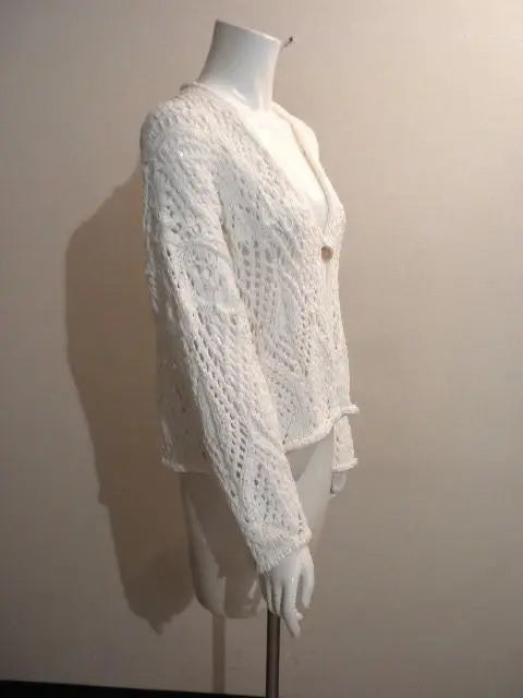 23SS◆Fabiana Filippi◆Refreshing and cute! White rough lace knit cardi