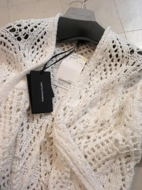 23SS◆Fabiana Filippi◆Refreshing and cute! White rough lace knit cardi