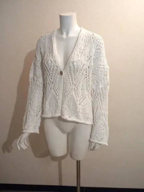 23SS◆Fabiana Filippi◆Refreshing and cute! White rough lace knit cardi