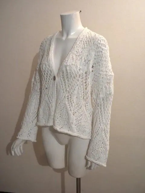 23SS◆Fabiana Filippi◆Refreshing and cute! White rough lace knit cardi