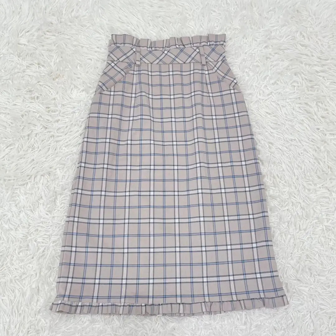 "Majestic Legon" (M) Hem Frill Check I Line Skirt Midi Length