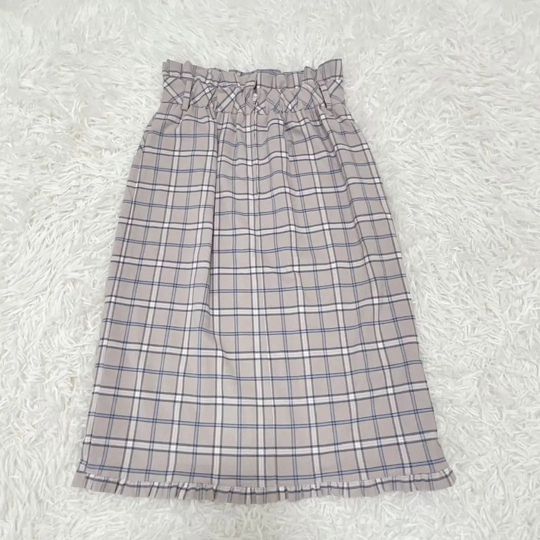 "Majestic Legon" (M) Hem Frill Check I Line Skirt Midi Length