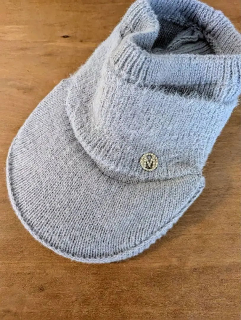 [New] Sun visor, gray, knit hat, golf, sports, cold protection, ear cover