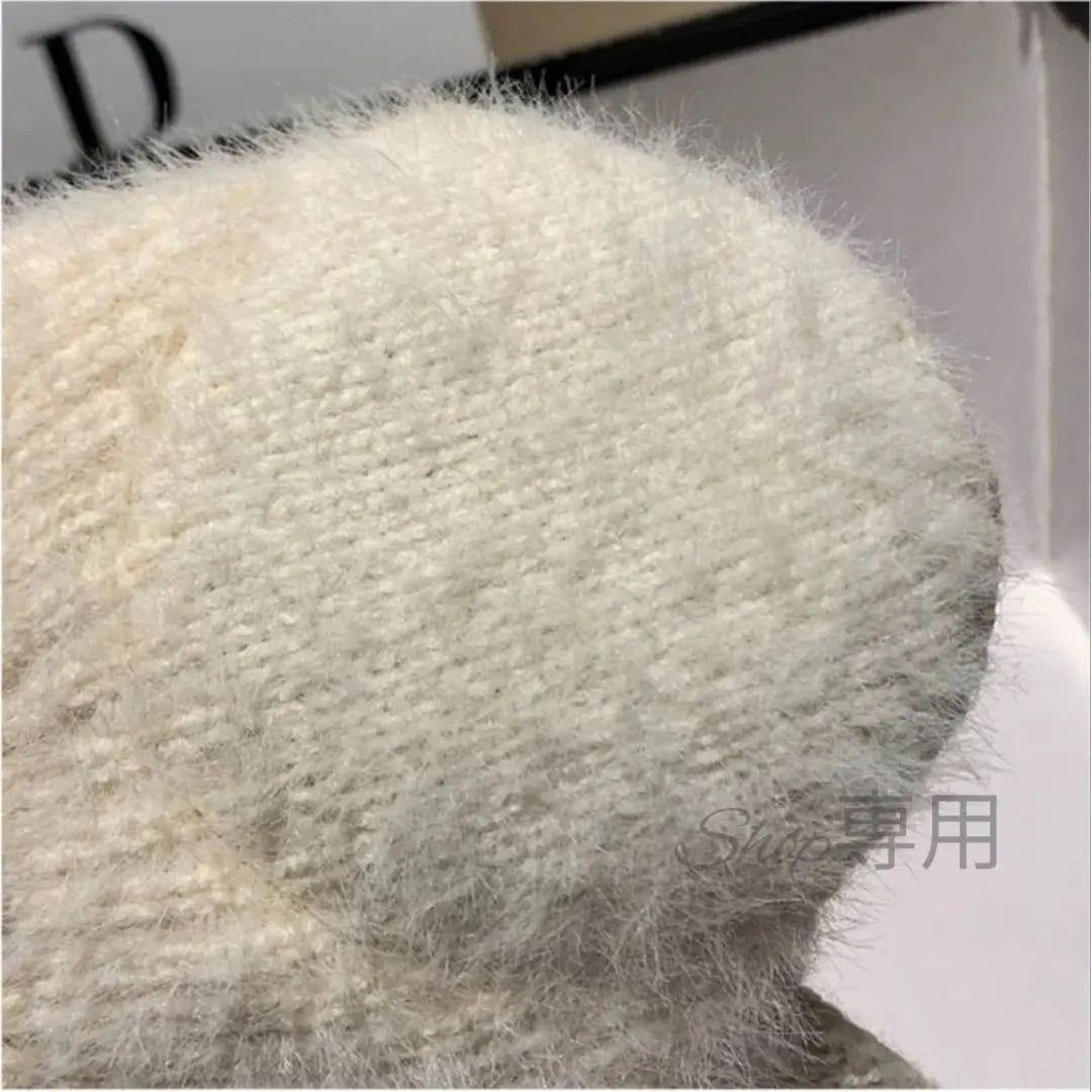 [New] Sun visor, gray, knit hat, golf, sports, cold protection, ear cover