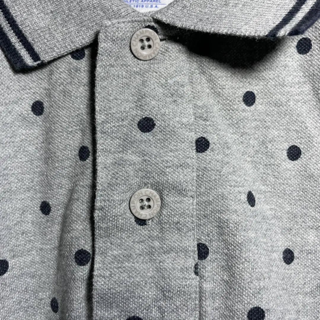 ☆Used clothing☆ Champion polo shirt, gray, dot pattern, golf