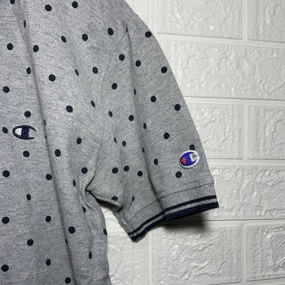 ☆Used clothing☆ Champion polo shirt, gray, dot pattern, golf