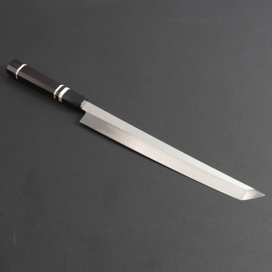 9410 Round-Tip Knife 9 inches Sashimi Knife The blade is the ultimate cut-out flavor Ebony black buffalo horn white three-roll octagonal handle