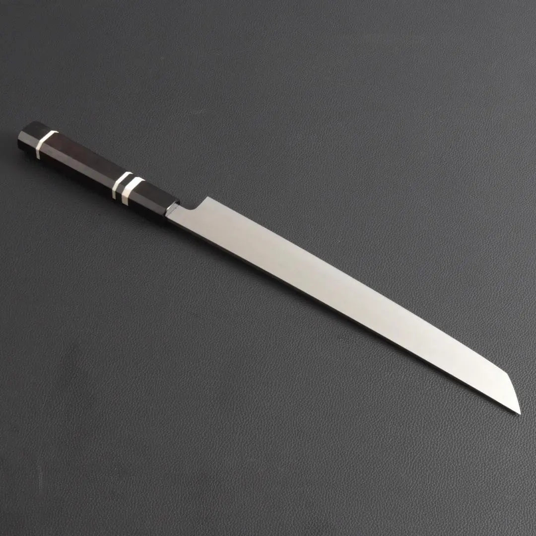 9410 Round-Tip Knife 9 inches Sashimi Knife The blade is the ultimate cut-out flavor Ebony black buffalo horn white three-roll octagonal handle