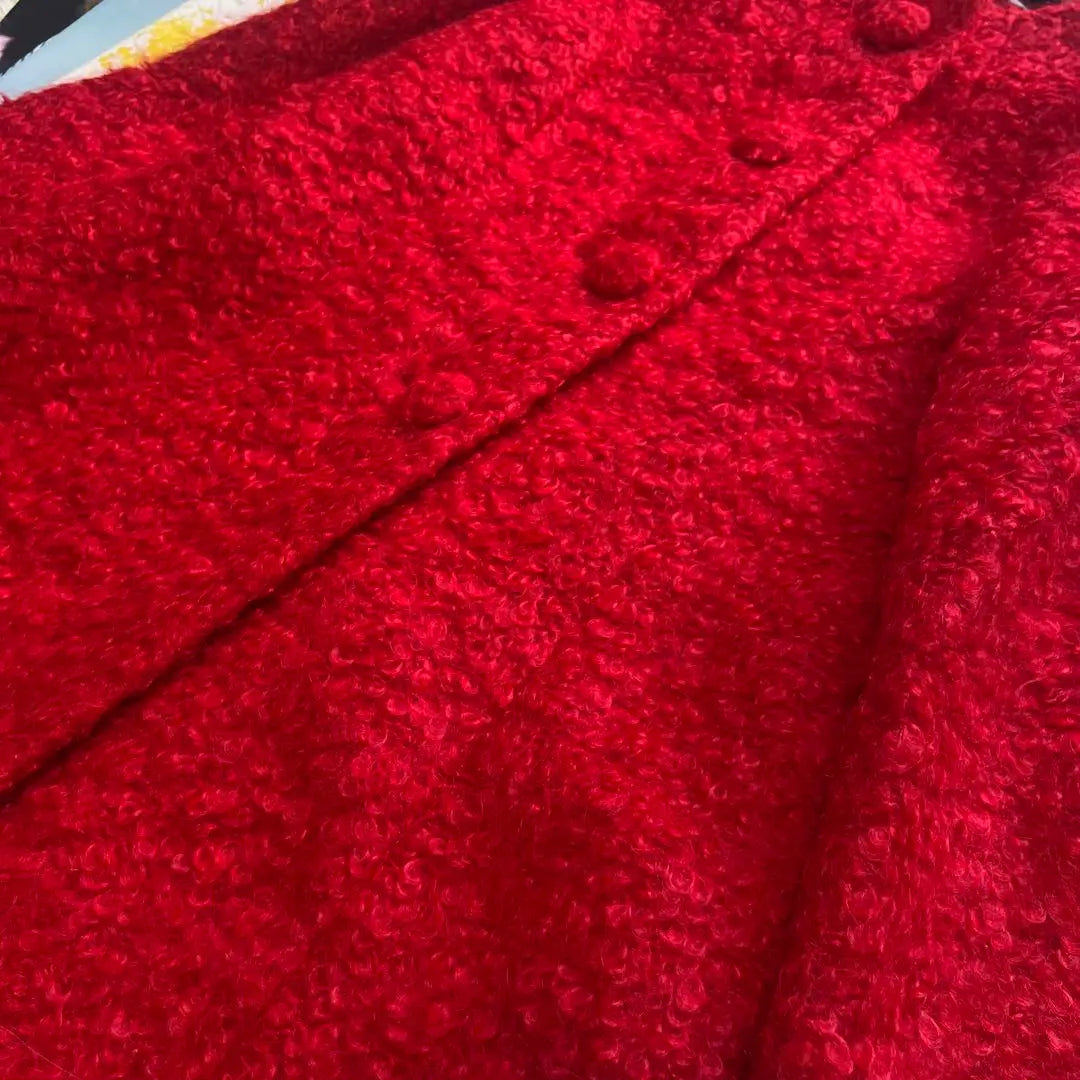 [Good condition] M'S GRACY long coat red no collar 38 buttons