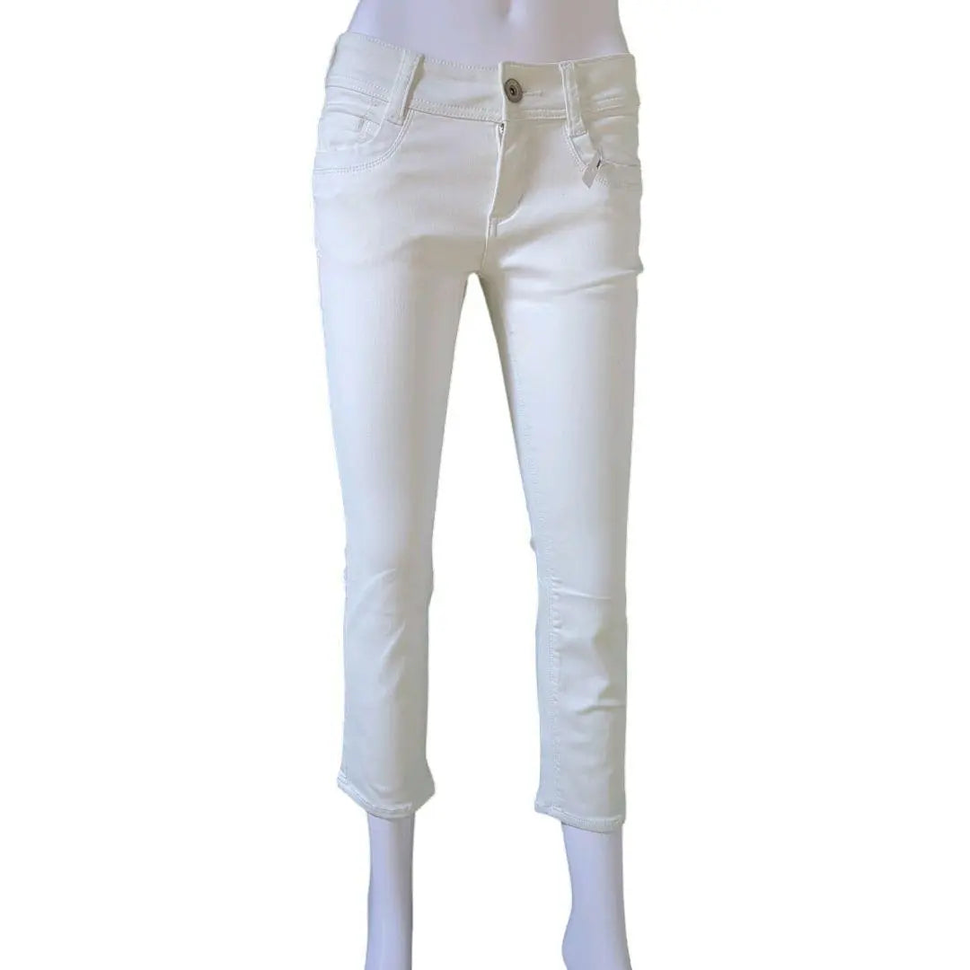 CLOSSHI Denim Pants Jeans Stretch Skinny Stretch White