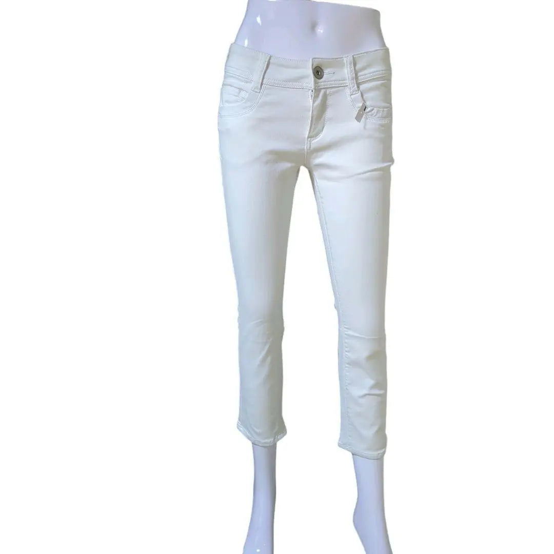 CLOSSHI Denim Pants Jeans Stretch Skinny Stretch White