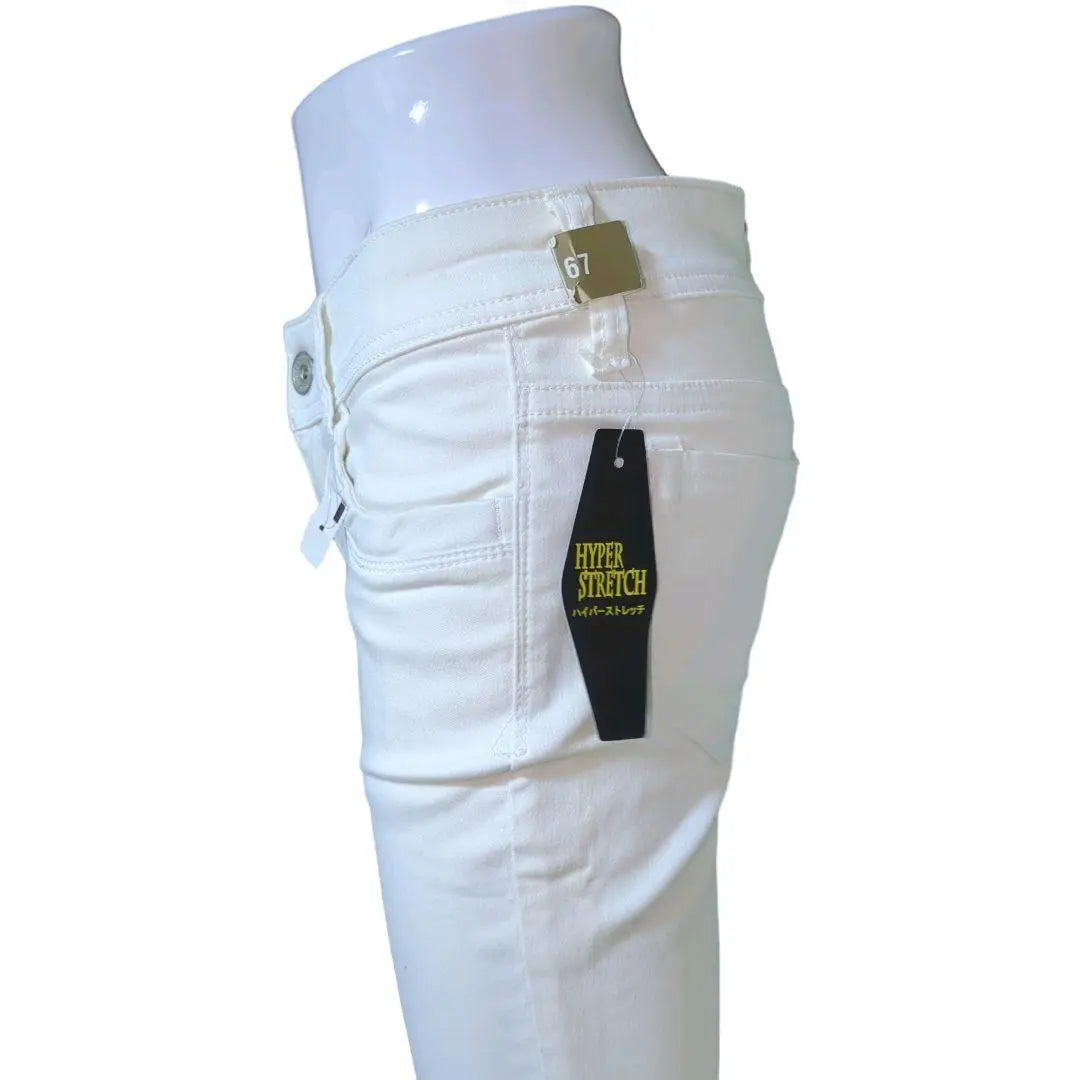 CLOSSHI Denim Pants Jeans Stretch Skinny Stretch White