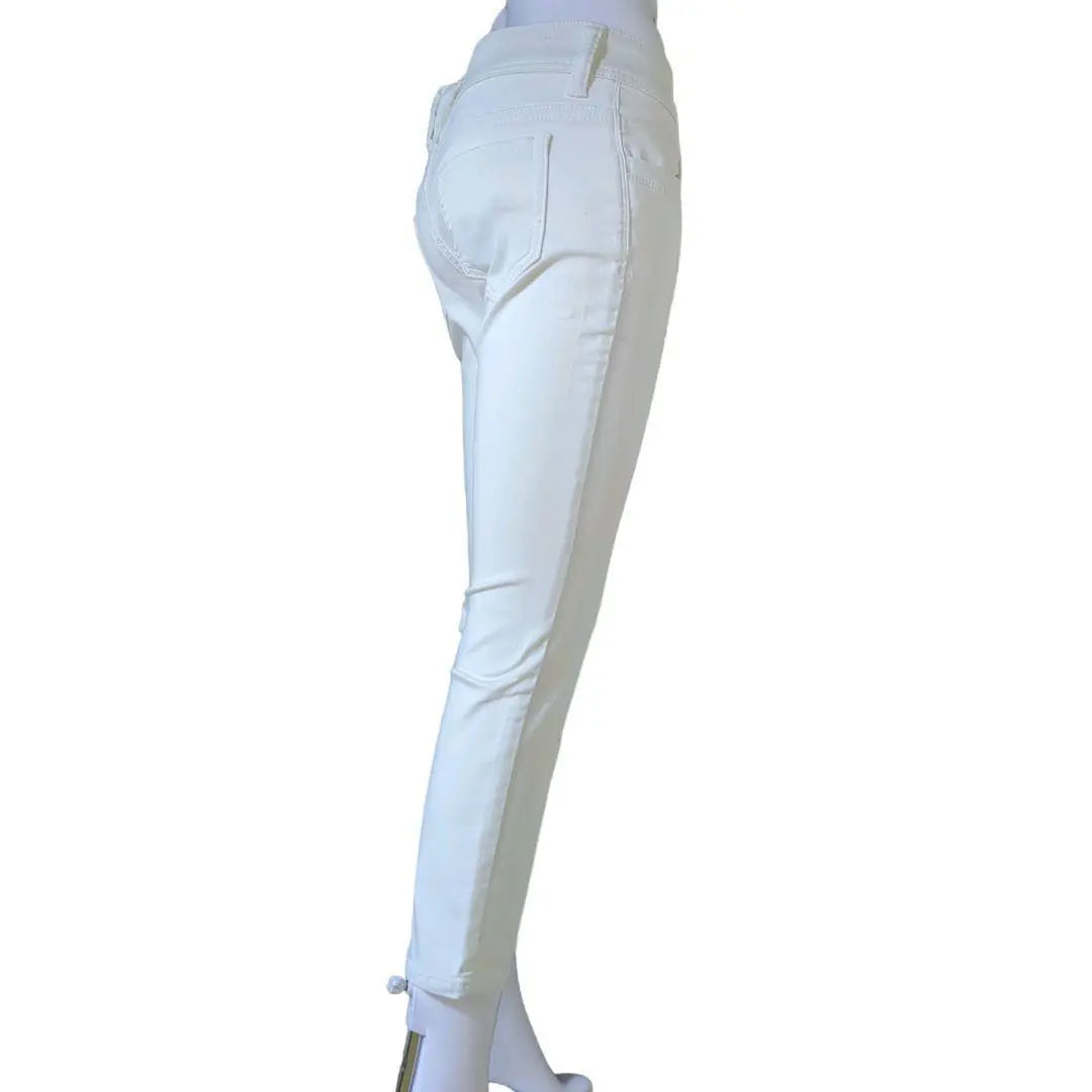 CLOSSHI Denim Pants Jeans Stretch Skinny Stretch White