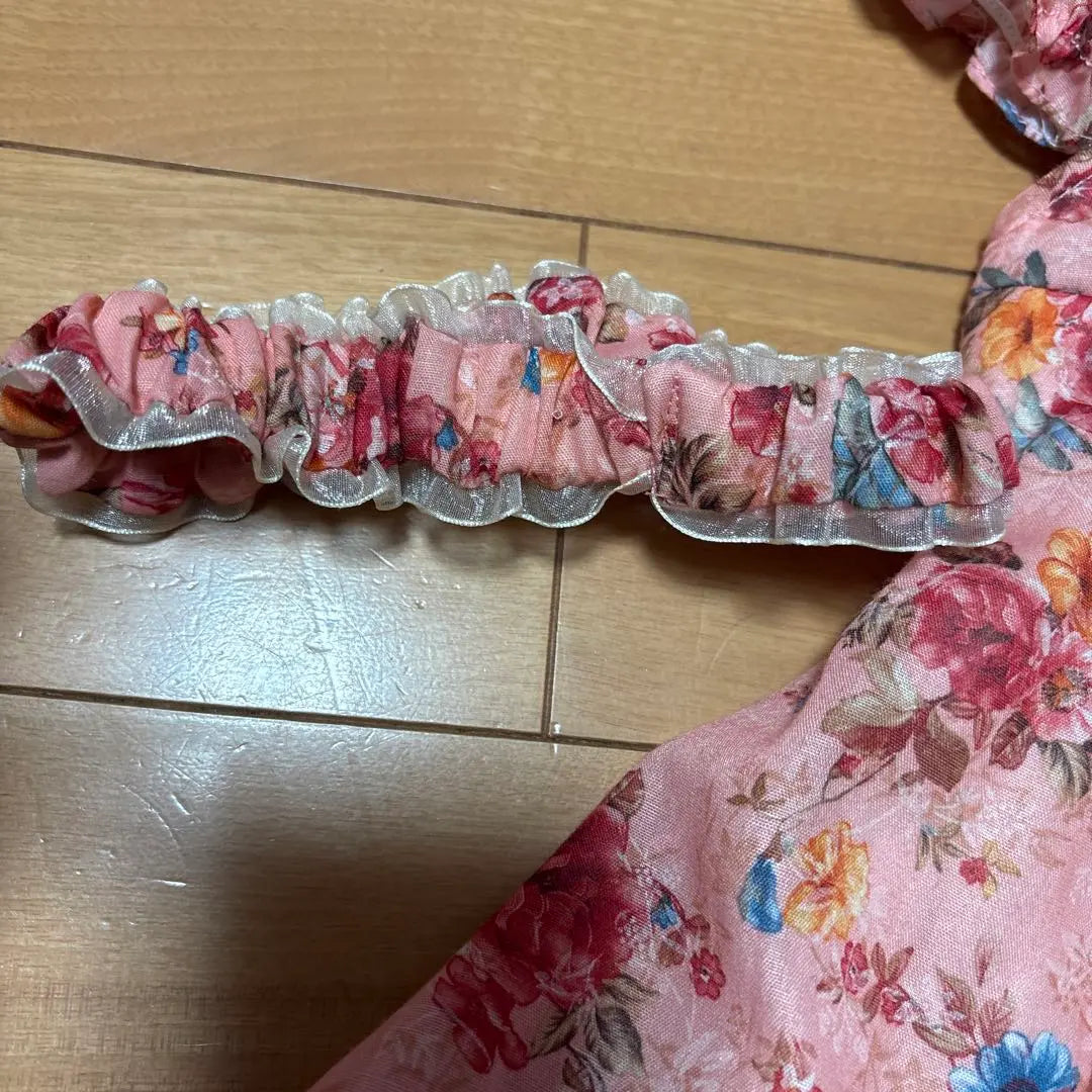 Vestido rosa con estampado floral y cinta para el pelo para bebé sin perro NENA