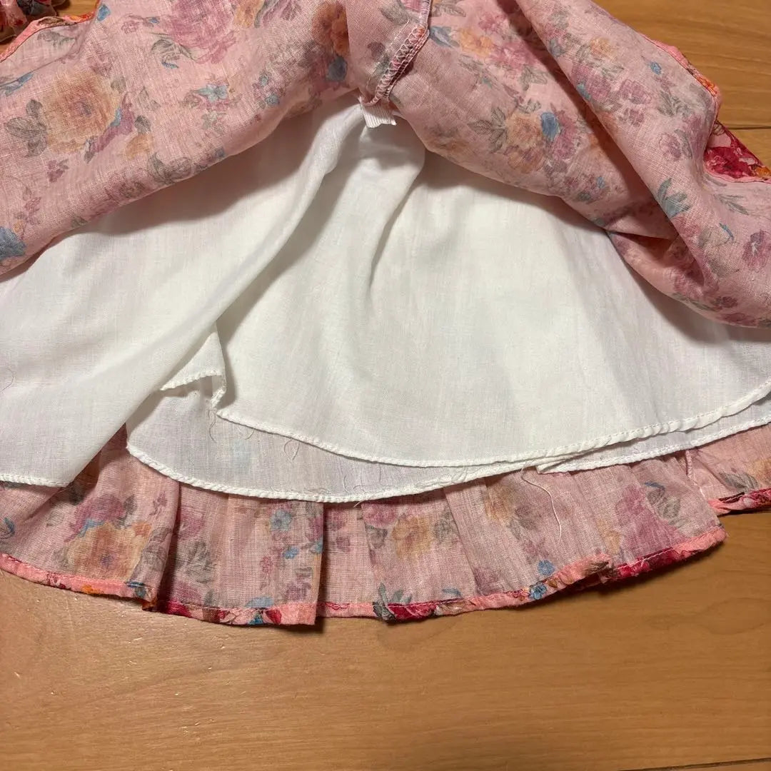 Vestido rosa con estampado floral y cinta para el pelo para bebé sin perro NENA