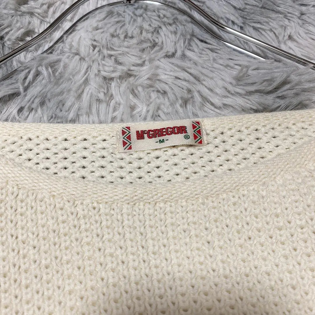 [Mac Regar] Knit (M) White Black Border Monochrome Ladies Long Sleeve | 【マックレガー】ニット(M)白 黒 ボーダー モノクロ レディース 長袖