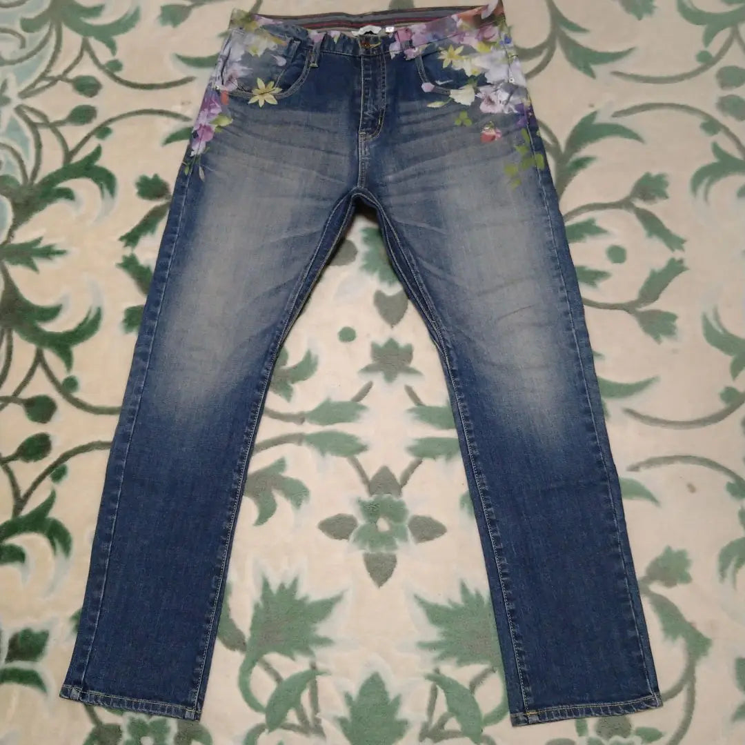 ◯rehacer rare cell floral flower botanical denim pants