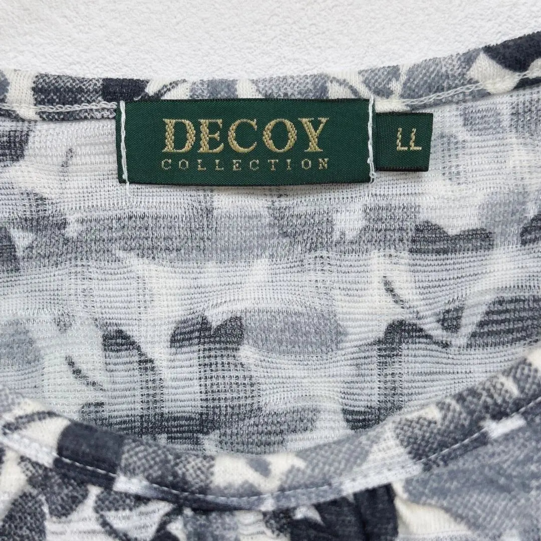 Decoy Flower pattern Short Sleeve Tops Monotone Black White Gray LL Large size