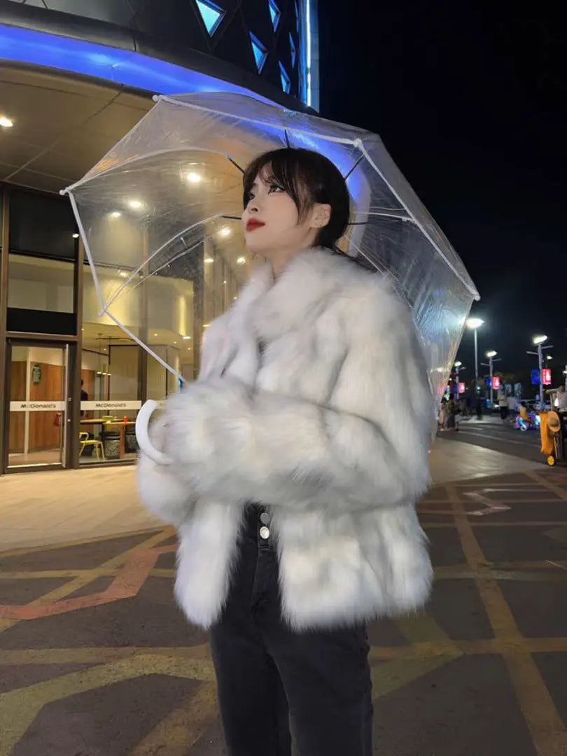 A fur coat that is fluffy and comfortable to wear and is perfect for cold seasons