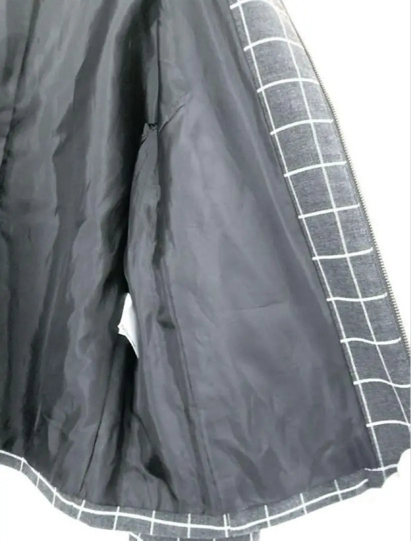 [Super beautiful condition] UNIQLO no collar jacket, check pattern, graduation ceremony, gray S