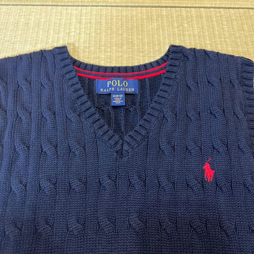 POLO RALPH LAUREN Navy Cable Knit Vest for Kids