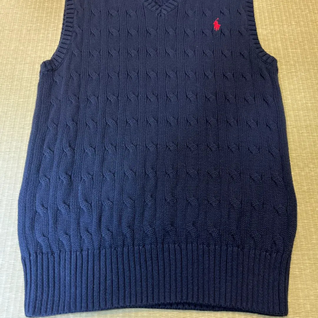 POLO RALPH LAUREN Navy Cable Knit Vest for Kids