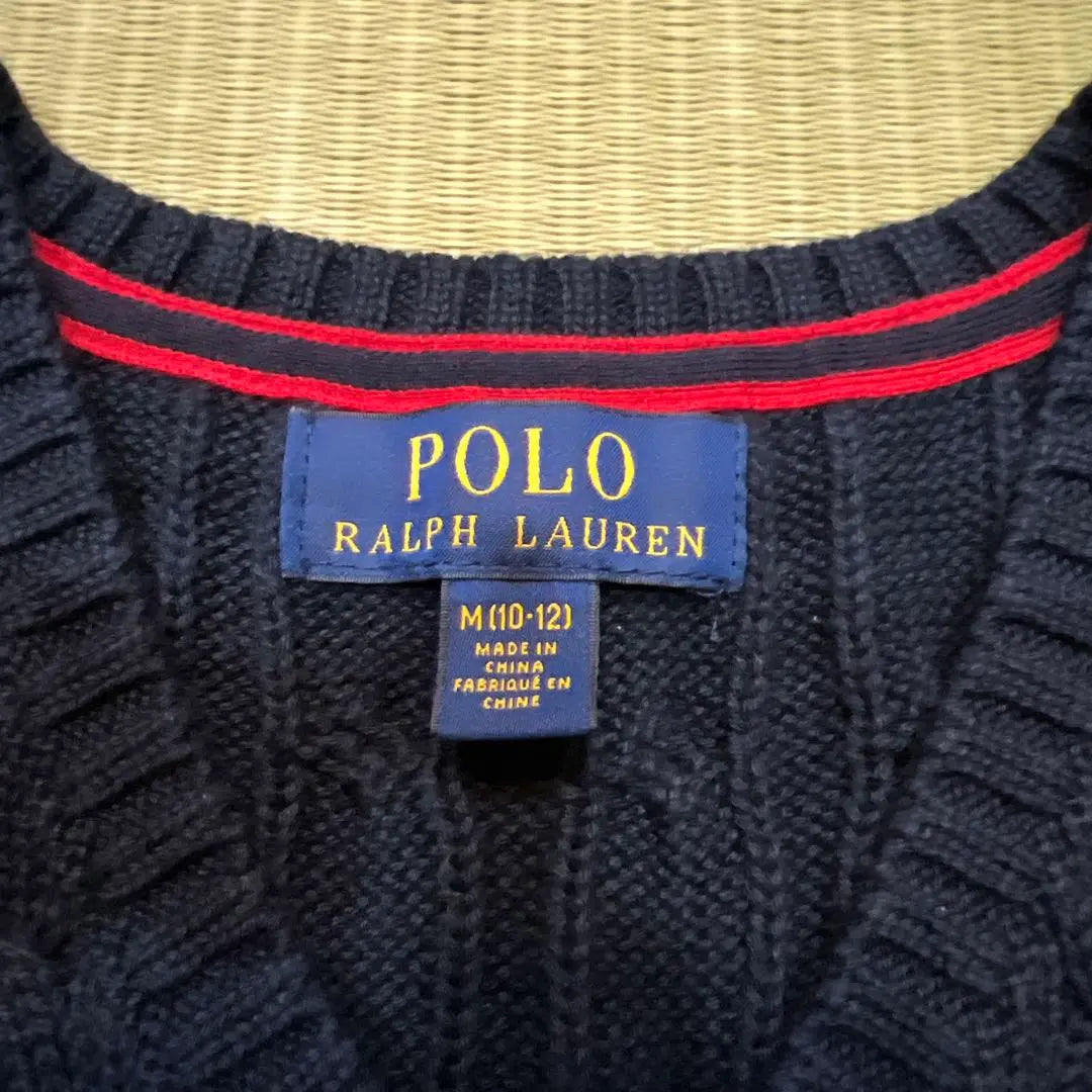 POLO RALPH LAUREN Navy Cable Knit Vest for Kids