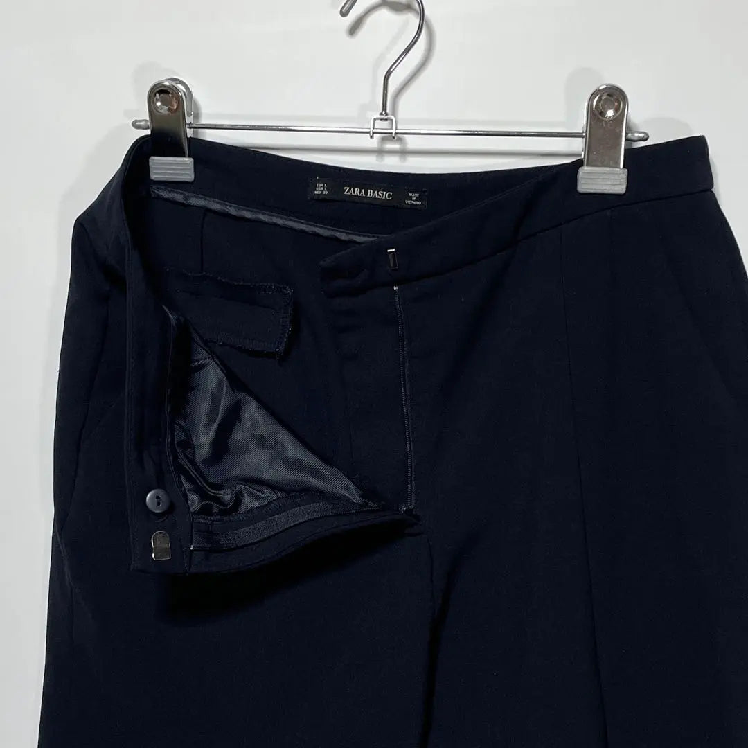 Zara Basic [L] Women's Slacks, Slits & Studs, Black, Straight | ザラベーシック【L】レディース　スラックス　裾スリット&スタッズ　黒　ストレート