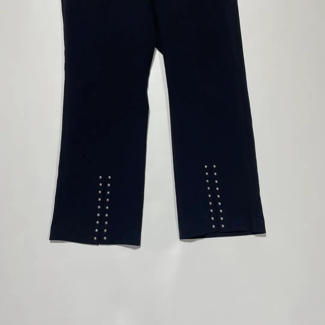 Zara Basic [L] Pantalones de mujer, aberturas y tachuelas, negro, rectos | ザラベーシック【L】レディース スラックス 裾スリット&amp;スタッズ 黒 ストレート