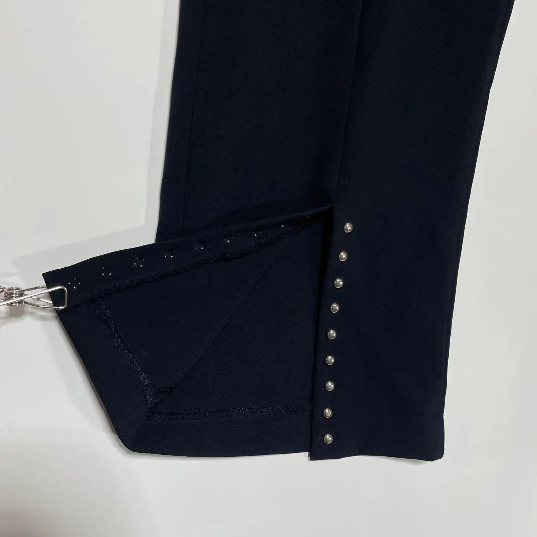 Zara Basic [L] Women's Slacks, Slits & Studs, Black, Straight | ザラベーシック【L】レディース　スラックス　裾スリット&スタッズ　黒　ストレート