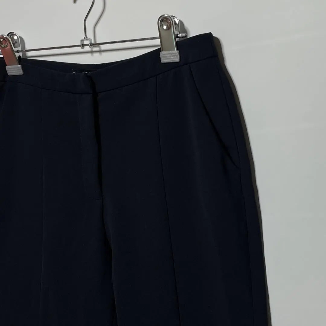 Zara Basic [L] Pantalones de mujer, aberturas y tachuelas, negro, rectos | ザラベーシック【L】レディース スラックス 裾スリット&amp;スタッズ 黒 ストレート