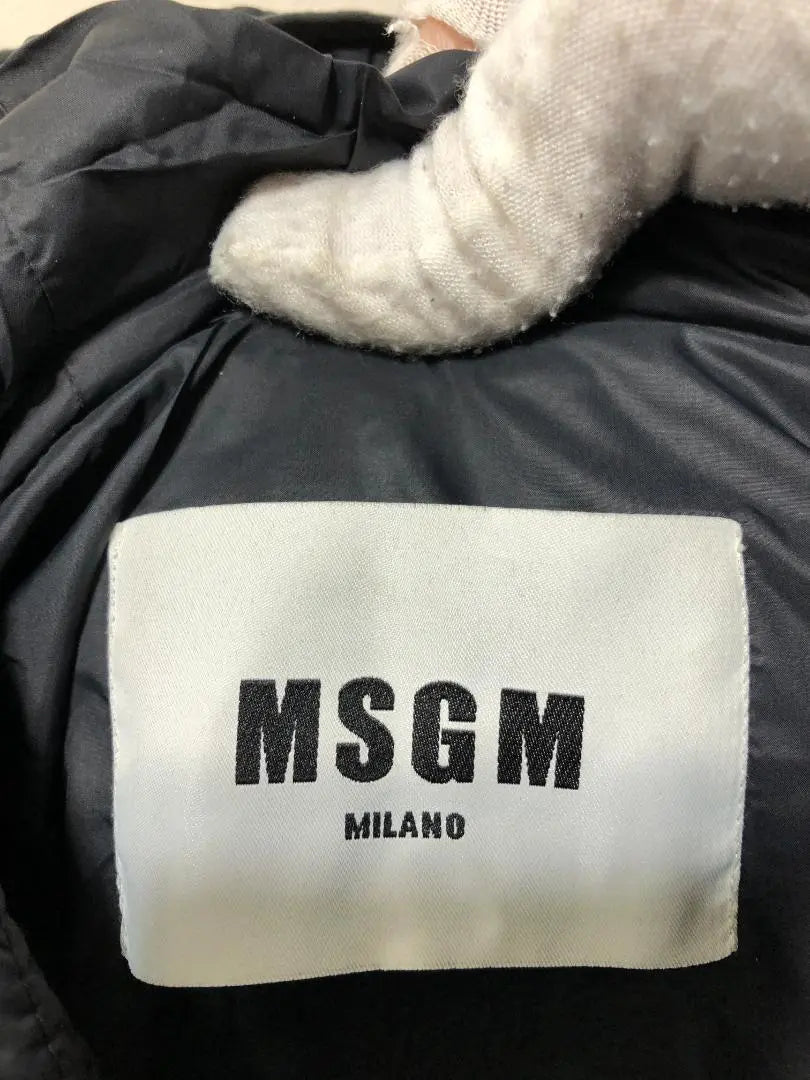 011042 MSGM Hood Zip Down Jacket 44 Black Logo