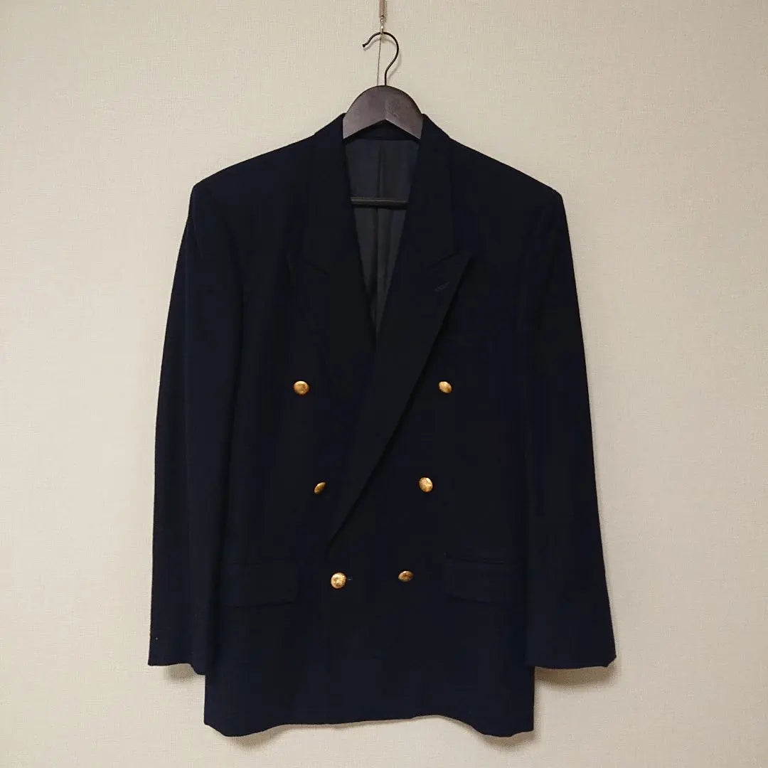 Precio 35000 yenes Chaqueta Breturrard vintage azul marino con doble botonadura | 定価35000円vintage 紺ブレテーラードジャケット 金釦 ダブルブレスト