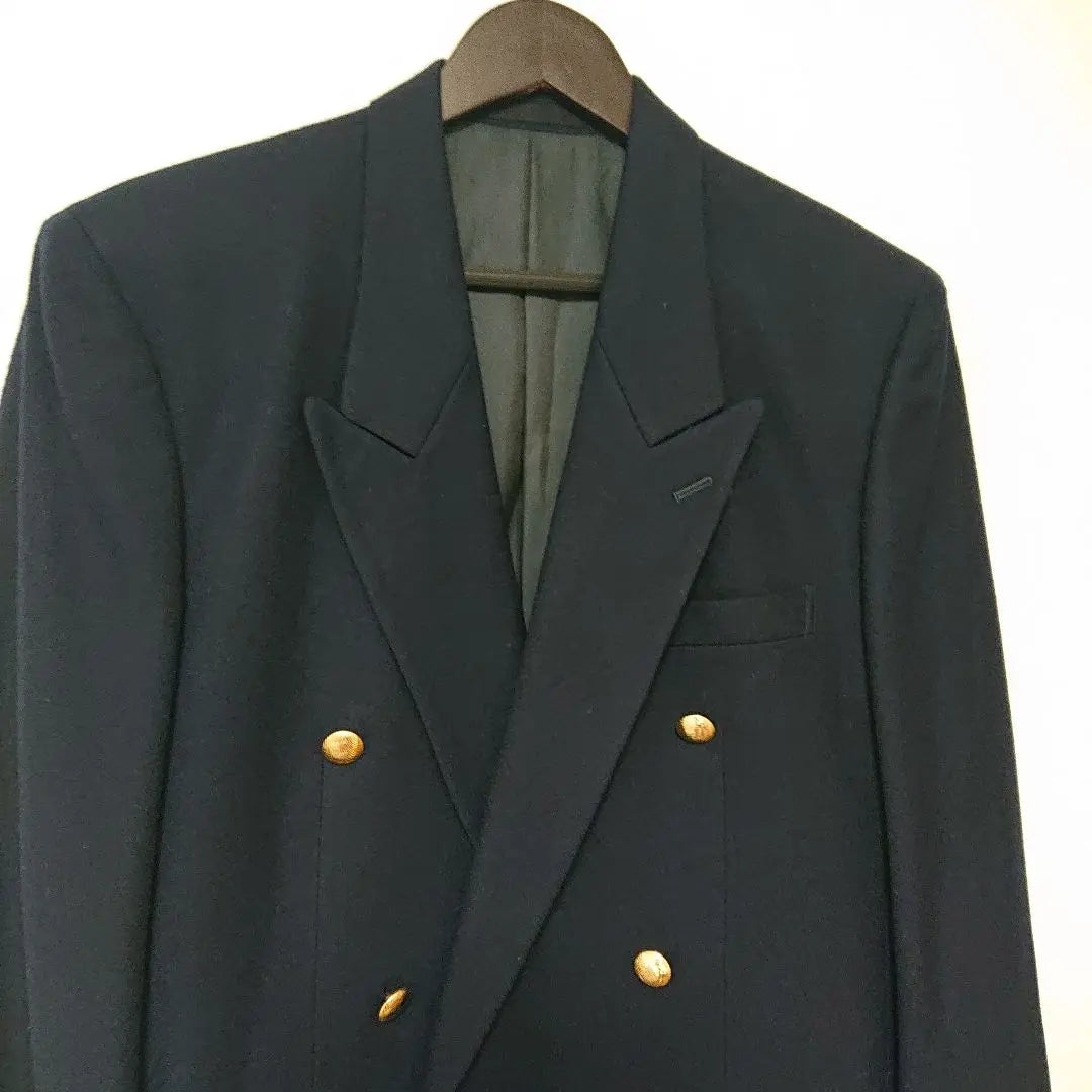 Precio 35000 yenes Chaqueta Breturrard vintage azul marino con doble botonadura | 定価35000円vintage 紺ブレテーラードジャケット 金釦 ダブルブレスト