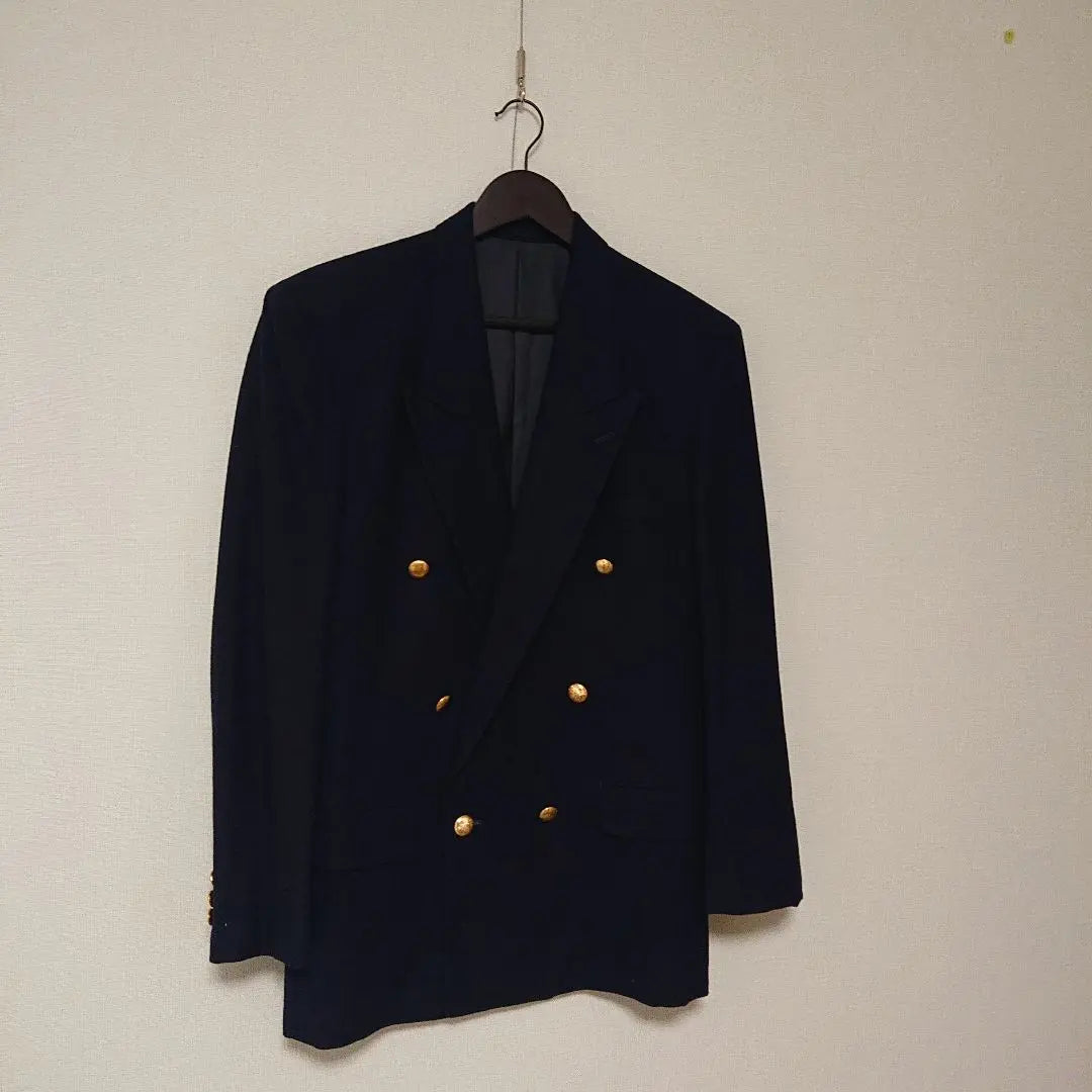 Precio 35000 yenes Chaqueta Breturrard vintage azul marino con doble botonadura | 定価35000円vintage 紺ブレテーラードジャケット 金釦 ダブルブレスト