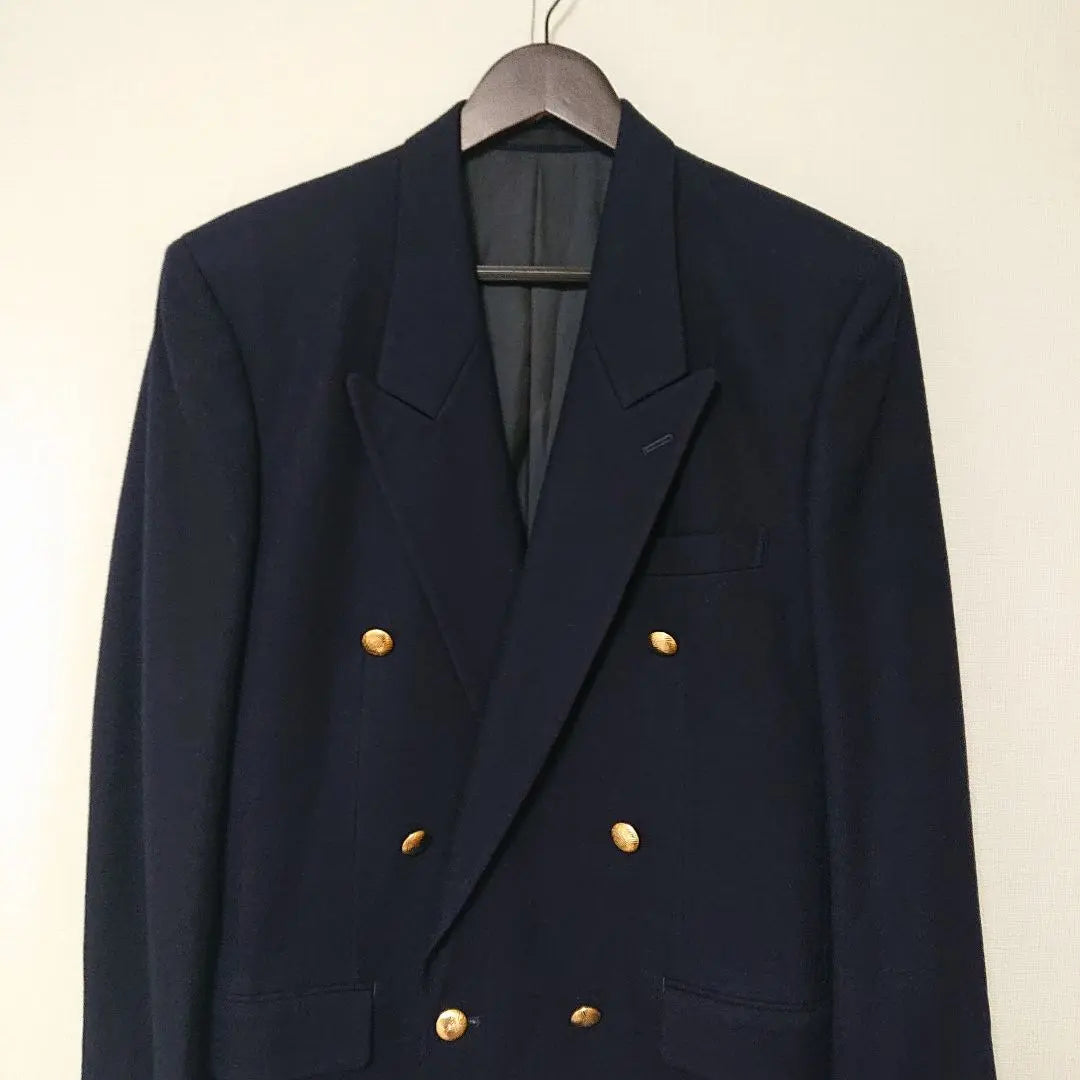 Precio 35000 yenes Chaqueta Breturrard vintage azul marino con doble botonadura | 定価35000円vintage 紺ブレテーラードジャケット 金釦 ダブルブレスト