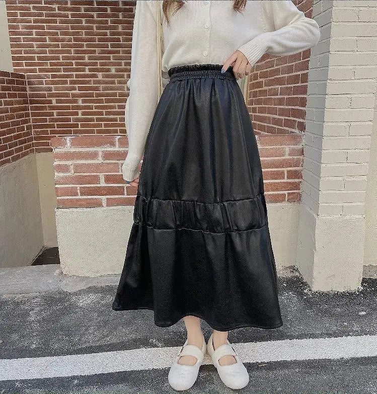 [Large size women] Skirt Knee length Khaki