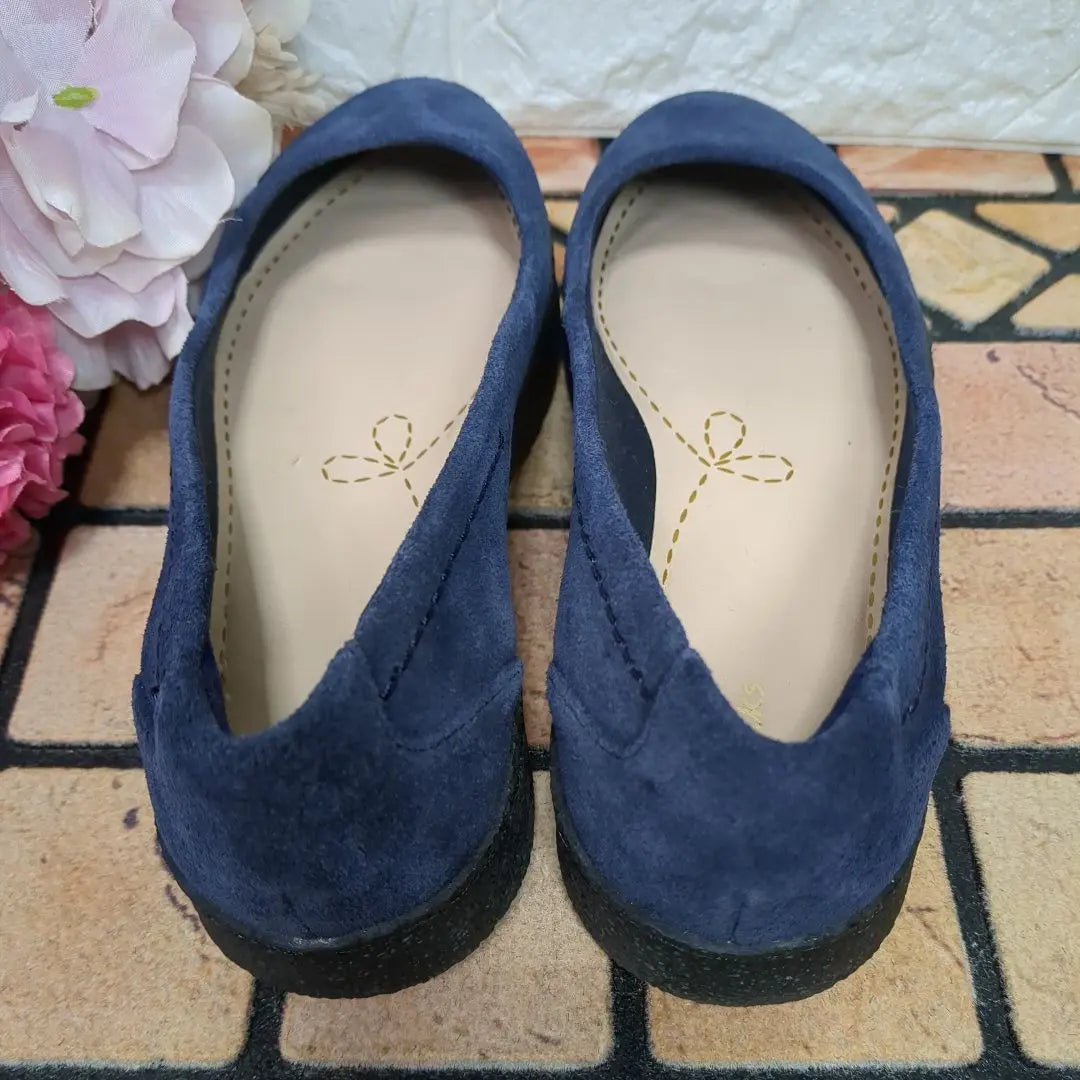 Unused Clarks Thick Sole Slip-on 22cm Suede Round Toe Navy Navy