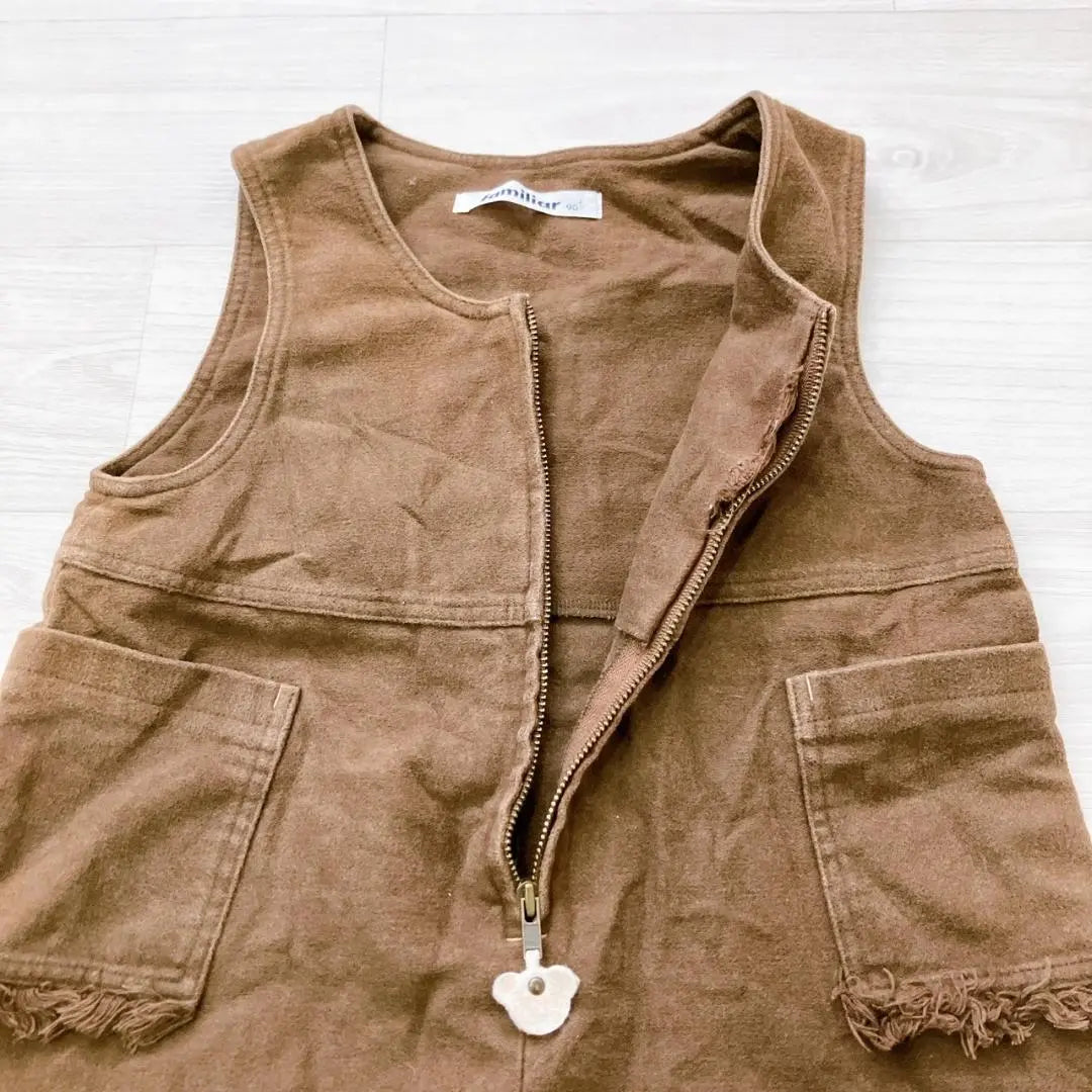 [Good condition] Familia Kids Fringe Pocket Front Zip Sleeveless Dress